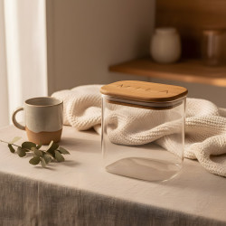 Glass Jar with Wooden Lid M